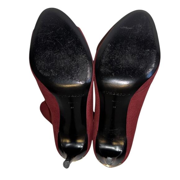 Burberry Burlison Burgundy Suede Leather Slouchy Ankle Boots Size 39 - Picture 7 of 13